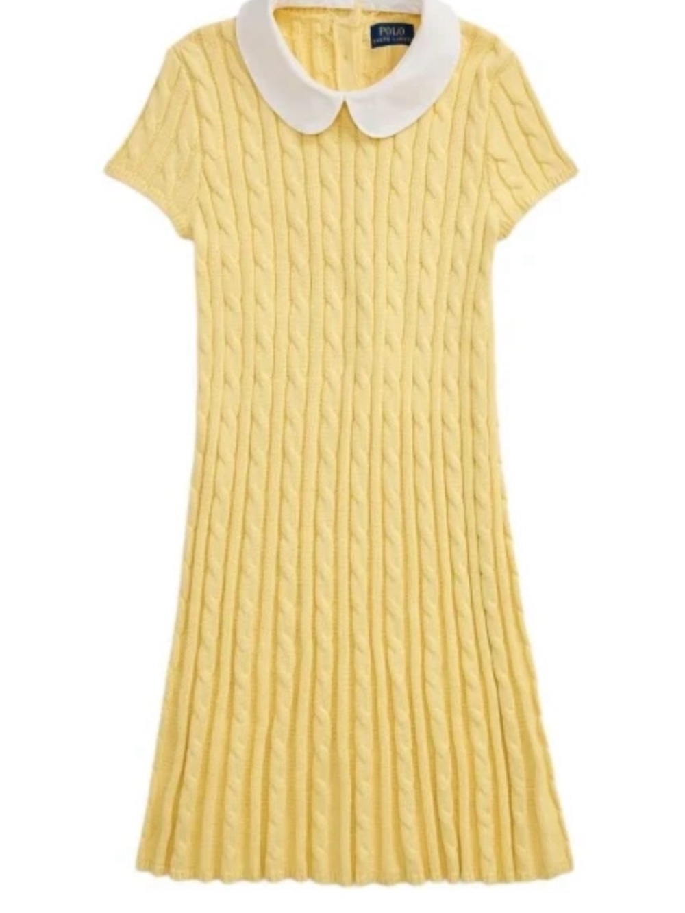 Polo by Ralph Lauren Yellow Cable Knit Dress with White Peter Pan Collar